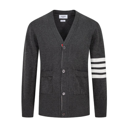 Thom Browne Classic Four-Bar Stripe Cardigan Sweater