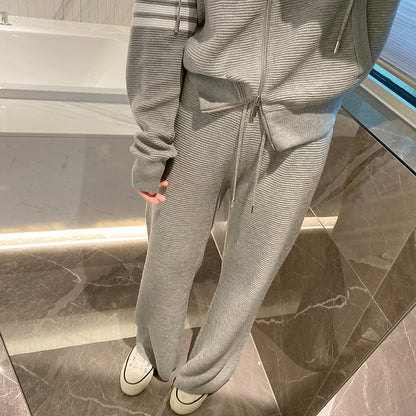 Thom Browne Women's Wide-Leg Pants - 100% Cotton All-Match Straight Trousers