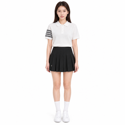Thom Browne Women's Four-Bar Short Sleeve Polo Shirt