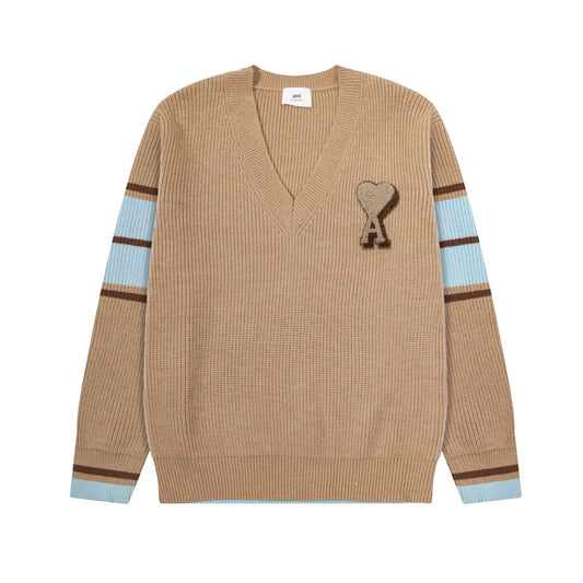 AMI PARIS Classic V-Neck Knit Sweater