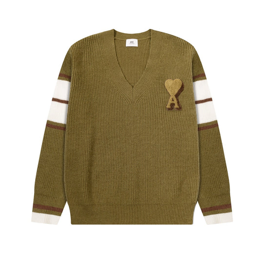 AMI PARIS Classic V-Neck Knit Sweater