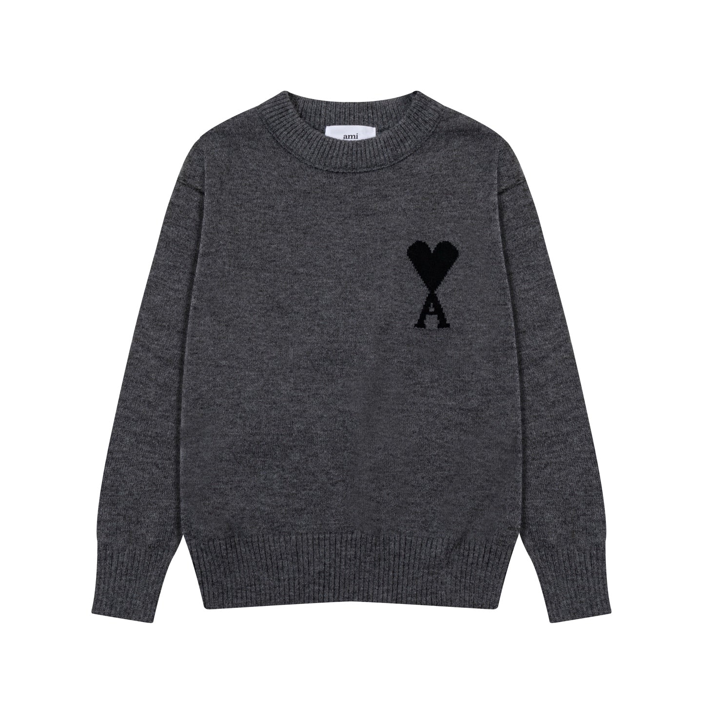 AMI PARIS Classic Heart Embroidered Crew Neck Knit Sweater