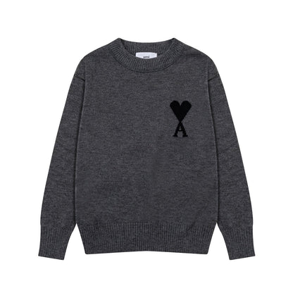 AMI PARIS Classic Heart Embroidered Crew Neck Knit Sweater