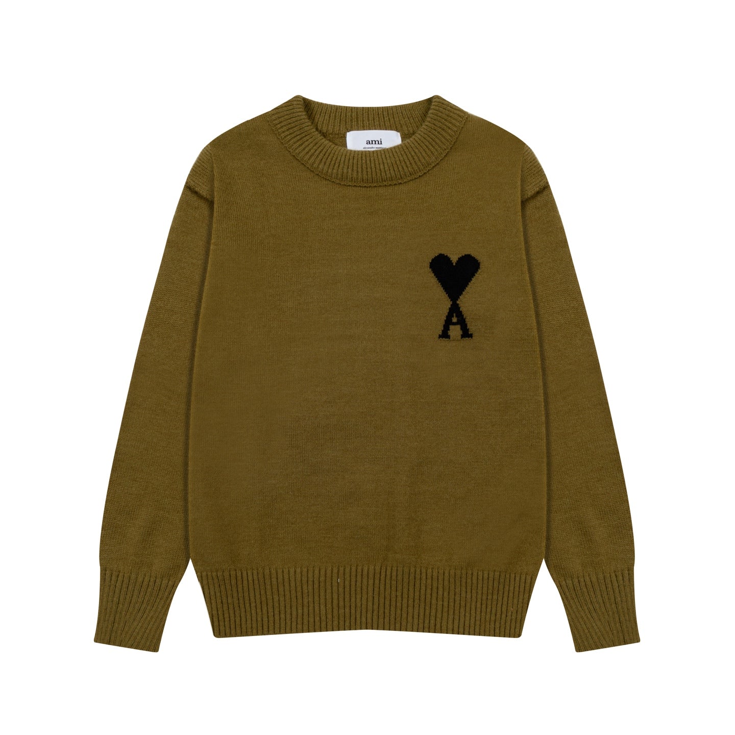 AMI PARIS Classic Heart Embroidered Crew Neck Knit Sweater