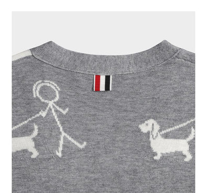 Unisex Stickman Dog Walking Cardigan THOM TREND