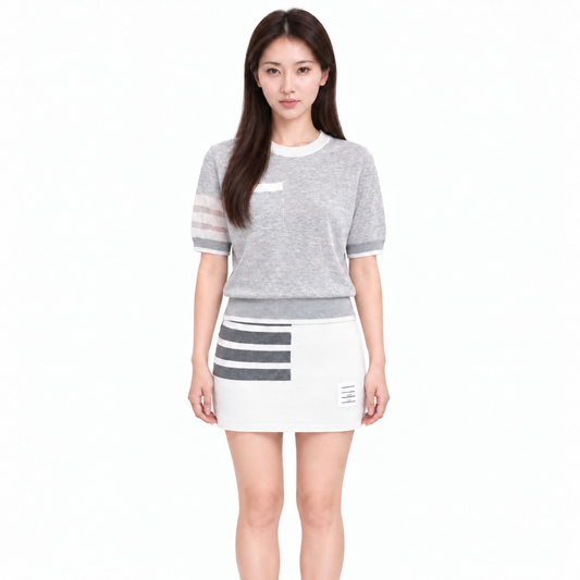 Thom Browne Women's Contrast Color Knitted T-Shirt