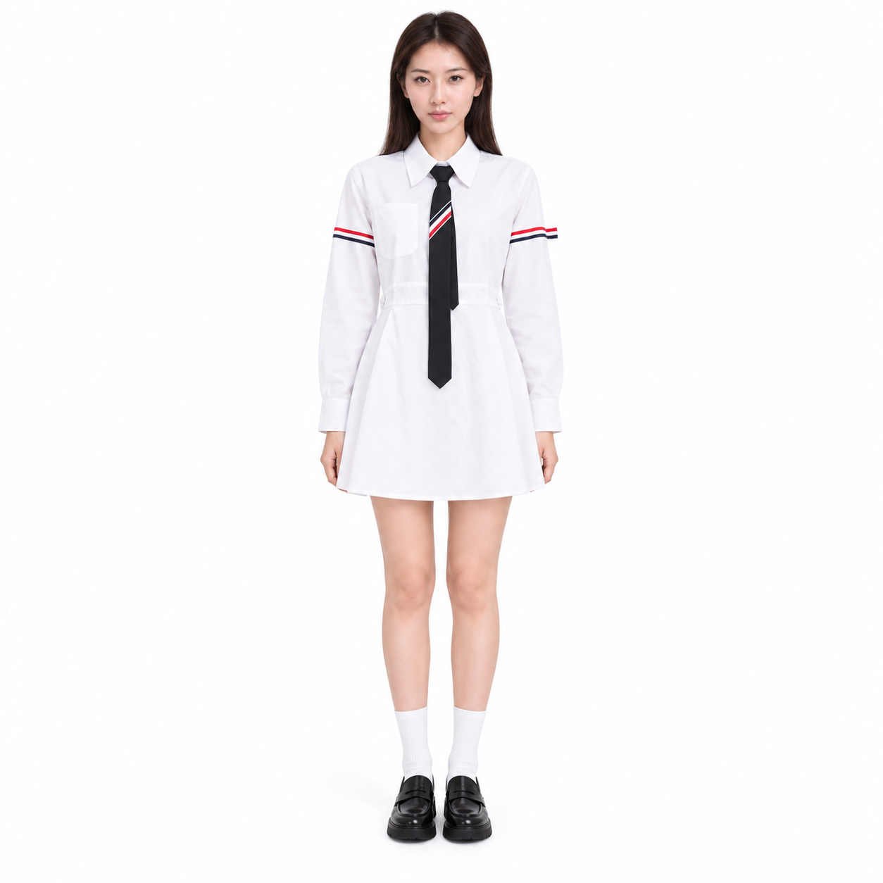 Thom Browne Women's Double Bar Tie Shirt Dress