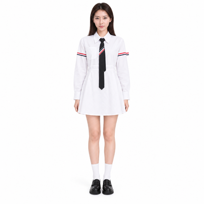 Thom Browne Women's Double Bar Tie Shirt Dress