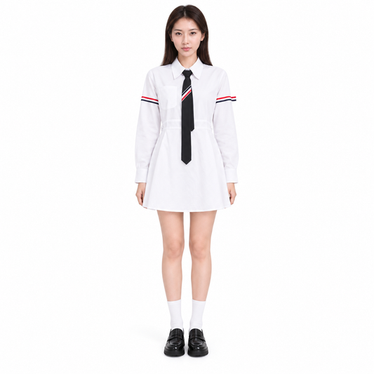 Thom Browne Women's Double Bar Tie Shirt Dress