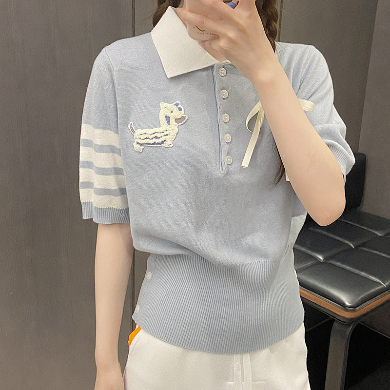 Thom Browne Animal patch polo shirt