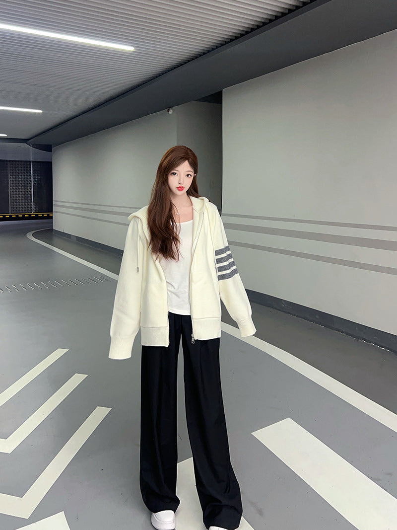 Thom Browne Hooded zip-up cardigan