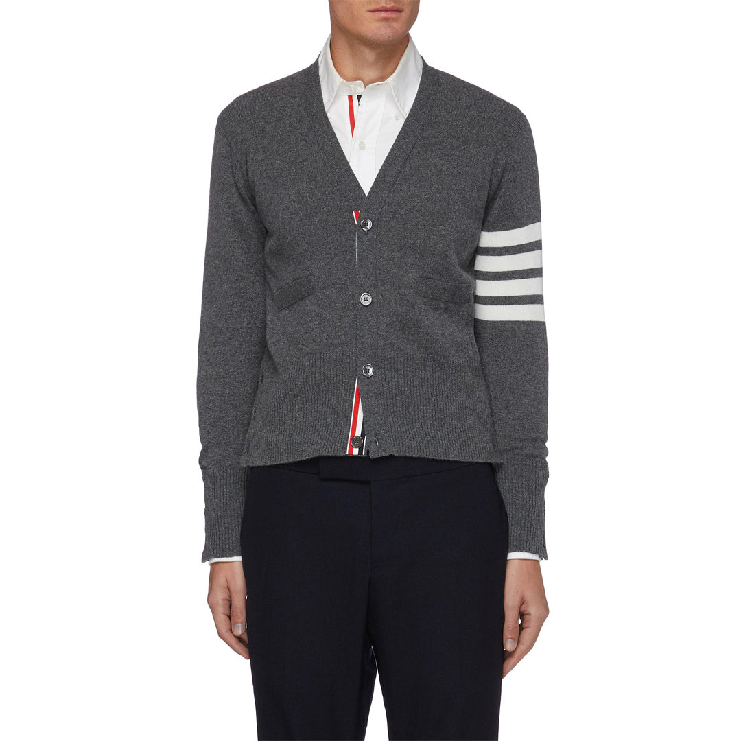 Thom Browne Classic Four-Bar Stripe Cardigan Sweater