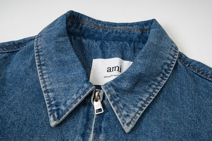 AMI PARIS Unisex Denim Jacket - Classic Designer Jean Jacket