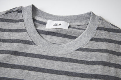 AMI PARIS Unisex Striped T-Shirt - Classic Cotton Tee