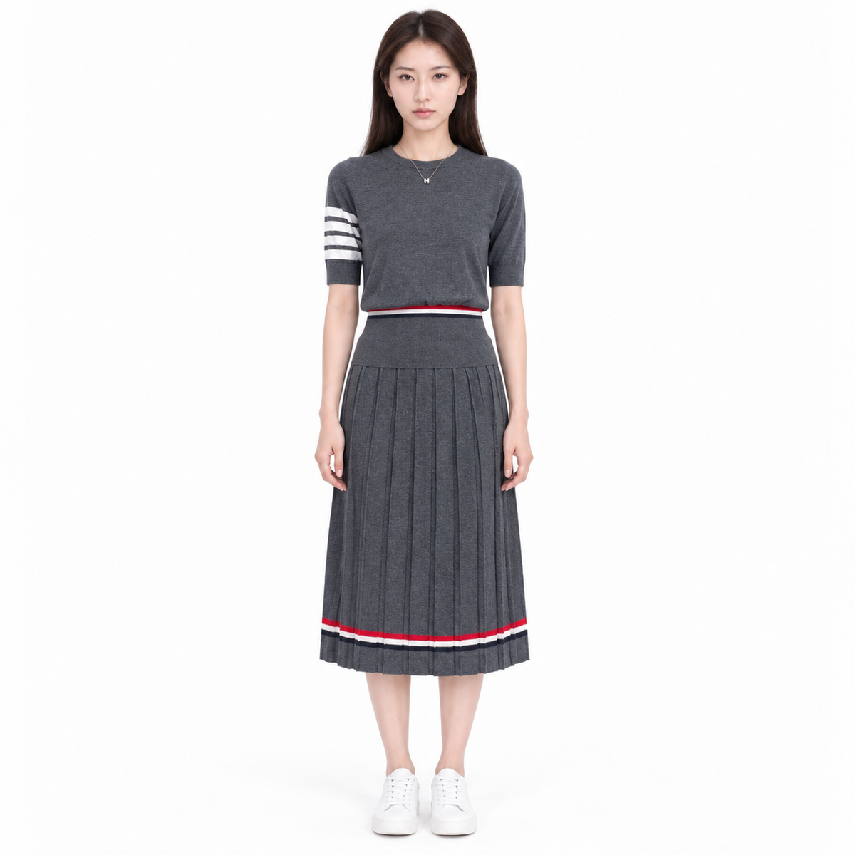 Thom Browne Women's T-Shirt & Midi Skirt Set