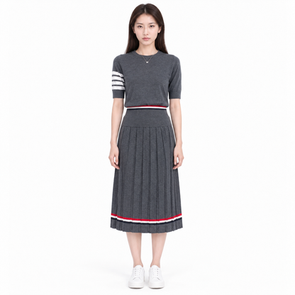 Thom Browne Women's T-Shirt & Midi Skirt Set