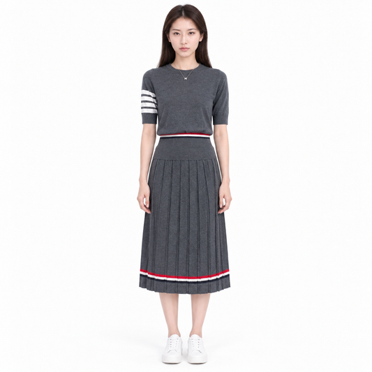 Thom Browne Women's T-Shirt & Midi Skirt Set