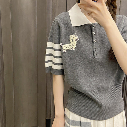 Thom Browne Animal patch polo shirt