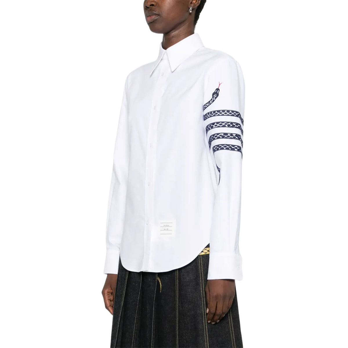 Thom Browne Snake Embroidered Denim Shirt