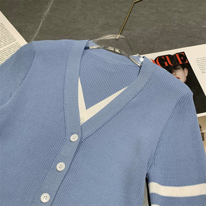 Sexy faux two-piece knitted cardigan THOM TREND