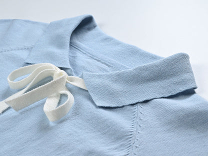 Women's Polo Collar Knitted Short Sleeve Dress - Premium Cotton Casual Dress