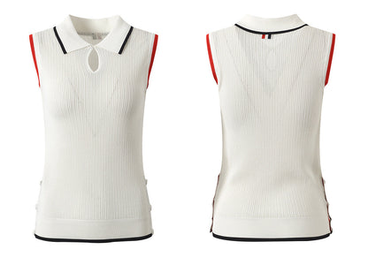 Women's Polo Neck Sleeveless Vest - Premium Cotton Tank Top