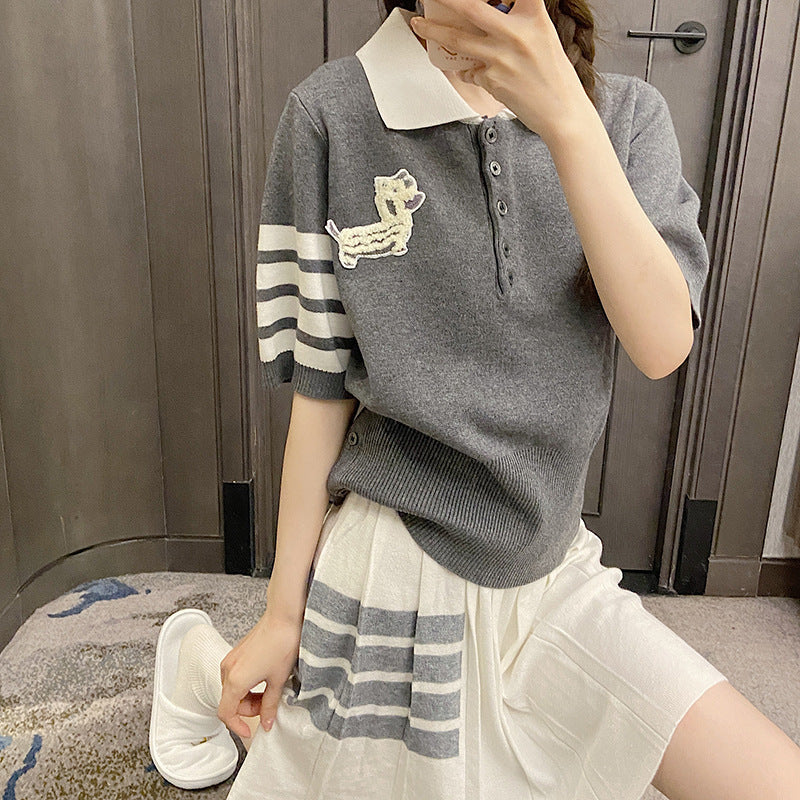 Thom Browne Animal patch polo shirt