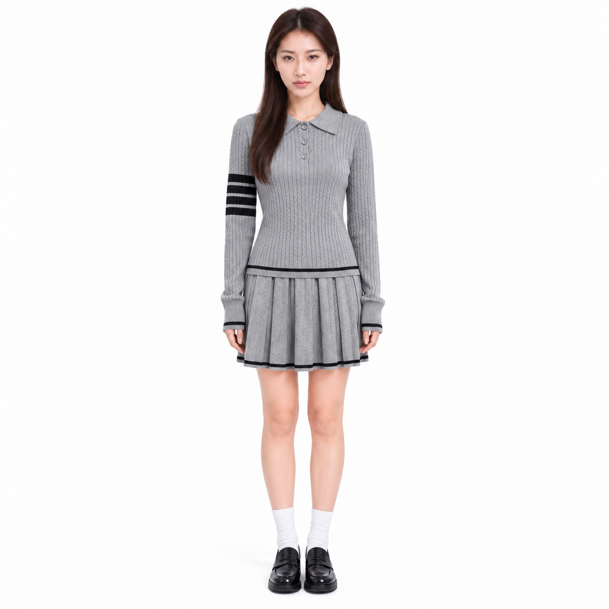 Thom Browne Women's Contrast Hem Wool Short Skirt