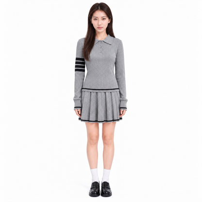 Thom Browne Women's Contrast Hem Wool Short Skirt