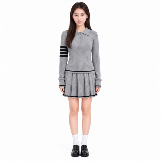 Thom Browne Women's Contrast Hem Wool Short Skirt