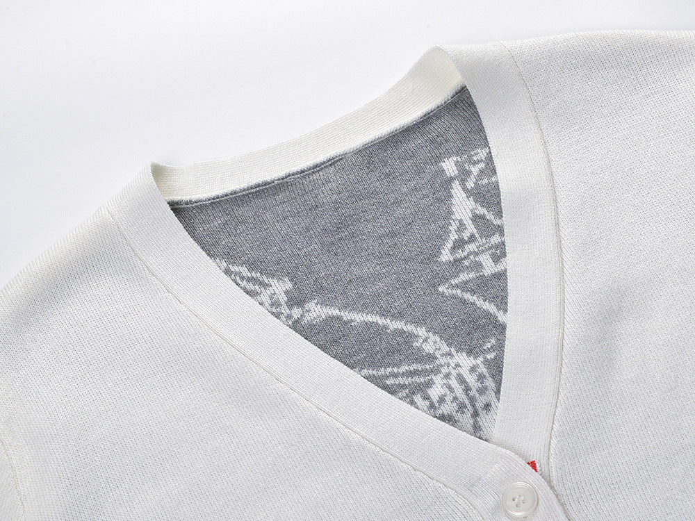 Four-Stripe Pink V-Neck Cardigan（副本） THOM TREND