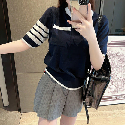 Thom Browne Contrast color knitted T-shirt