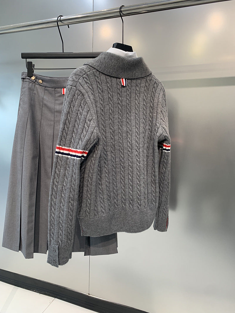 Thom Browne Lapel knitted sweater jacket