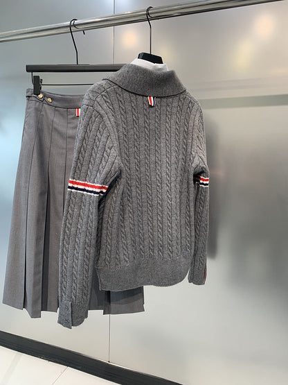 Thom Browne Lapel knitted sweater jacket