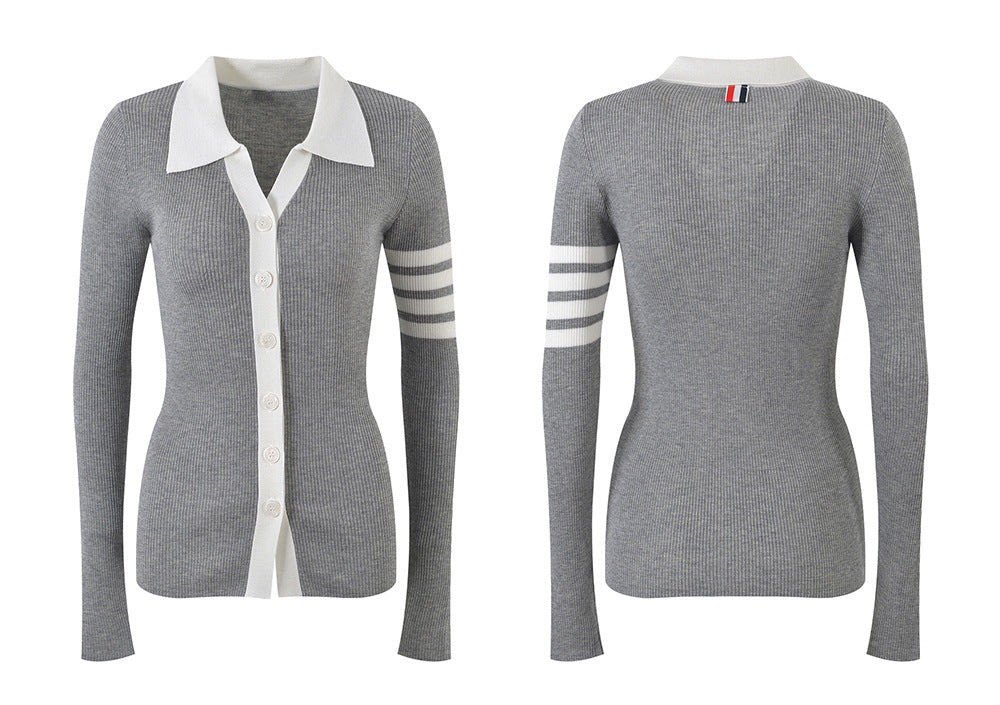 Thom Browne Women's Contrast Lapel Cardigan