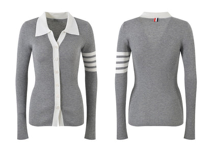 Thom Browne Women's Contrast Lapel Cardigan