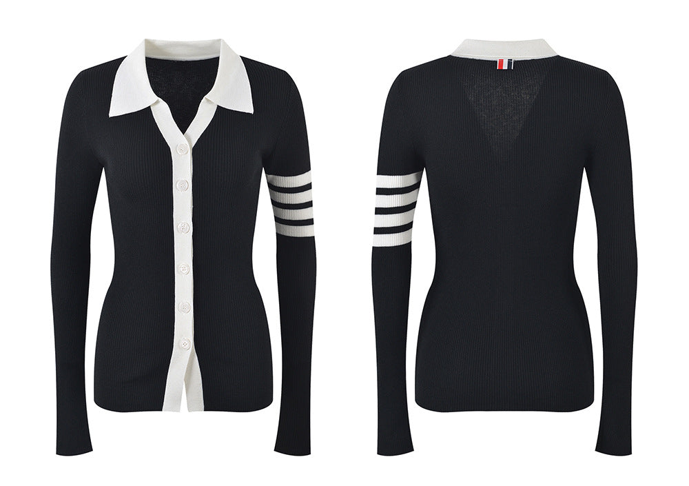 Thom Browne Women's Contrast Lapel Cardigan
