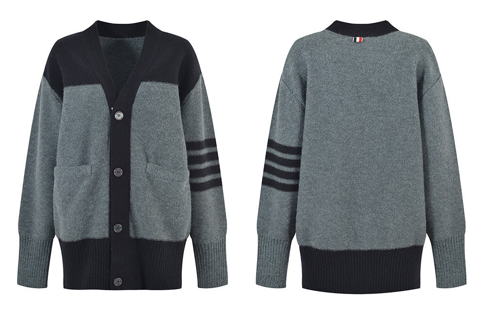 Thom Browne Contrast color knitted cardigan
