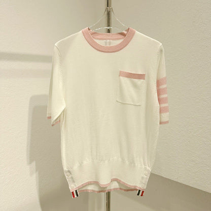 Thom Browne Contrast color knitted T-shirt