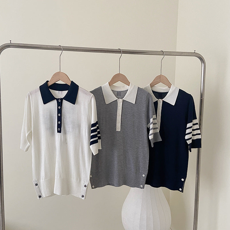 Thom Browne Polo collar short sleeve sweater