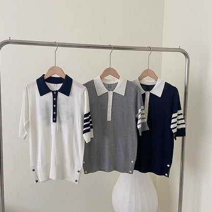 Thom Browne Polo collar short sleeve sweater