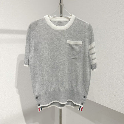 Thom Browne Contrast color knitted T-shirt
