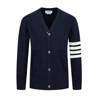 Thom Browne Classic Four-Bar Stripe Cardigan Sweater