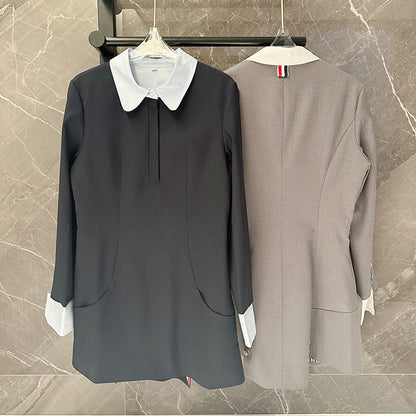 Hooded contrast cardigan and skirt set（复制） THOM TREND
