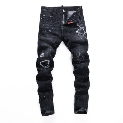 DSQ2 Maple leaf Hole Badge Jeans