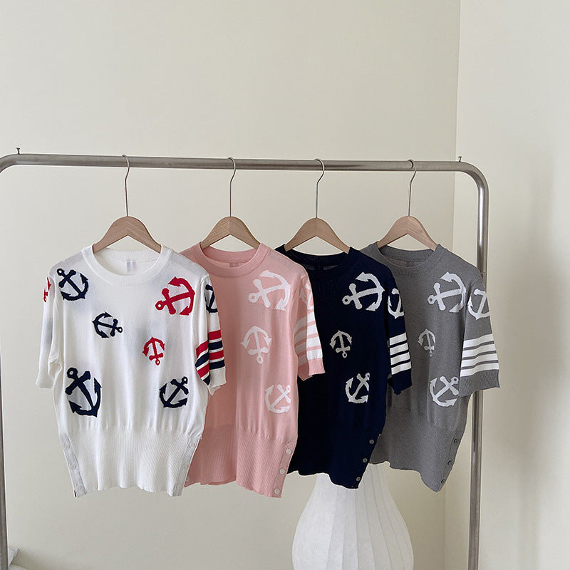 Thom Browne Round neck high waist T-shirt