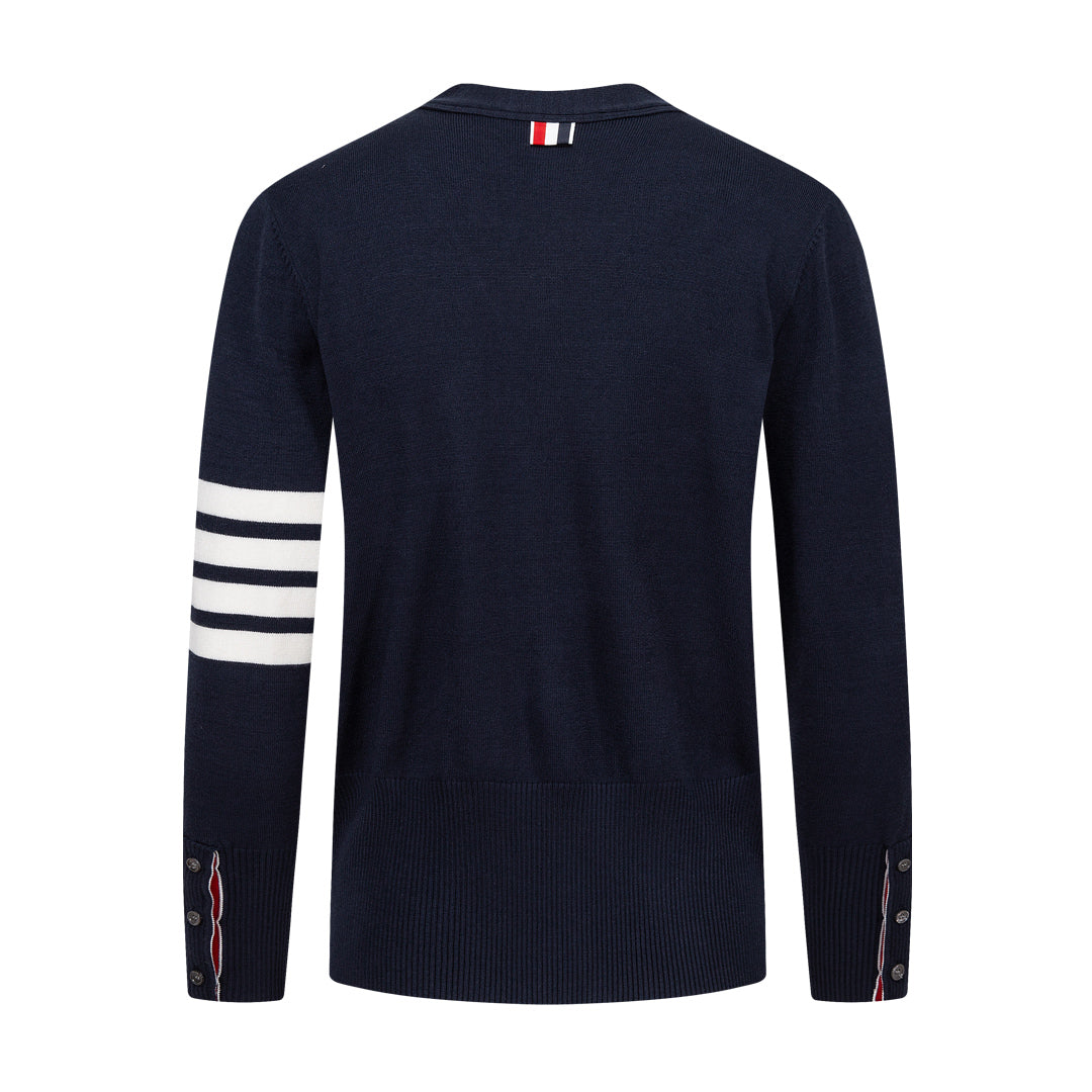 Thom Browne Classic Four-Bar Stripe Cardigan Sweater