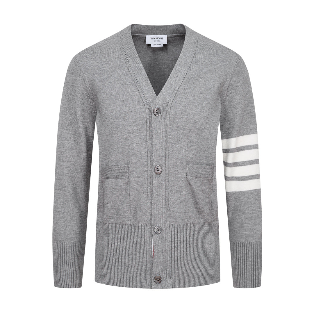 Thom Browne Classic Four-Bar Stripe Cardigan Sweater