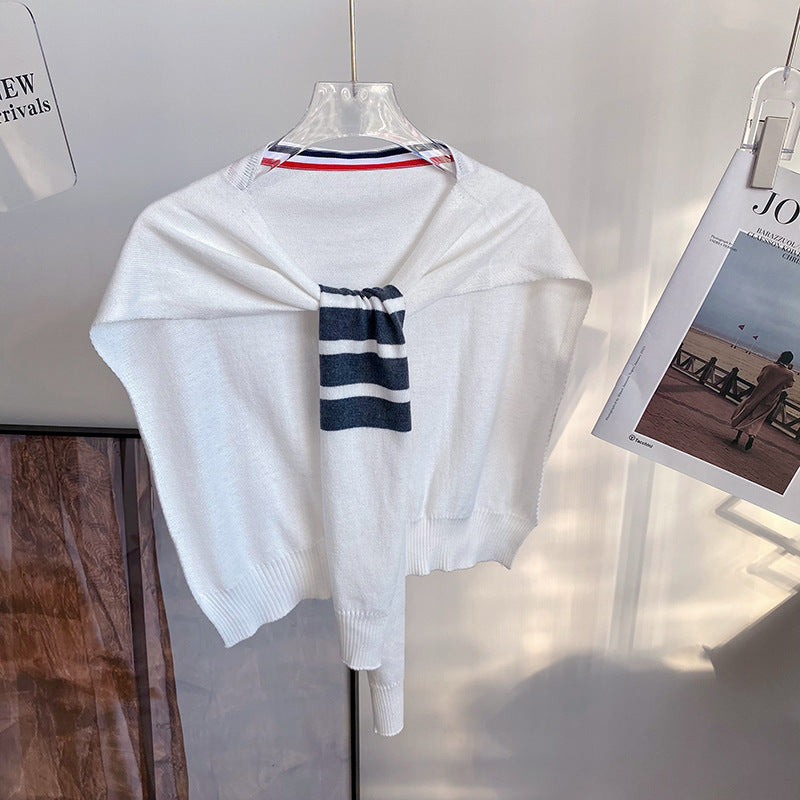 Small knitted knotted thin shawl THOM TREND