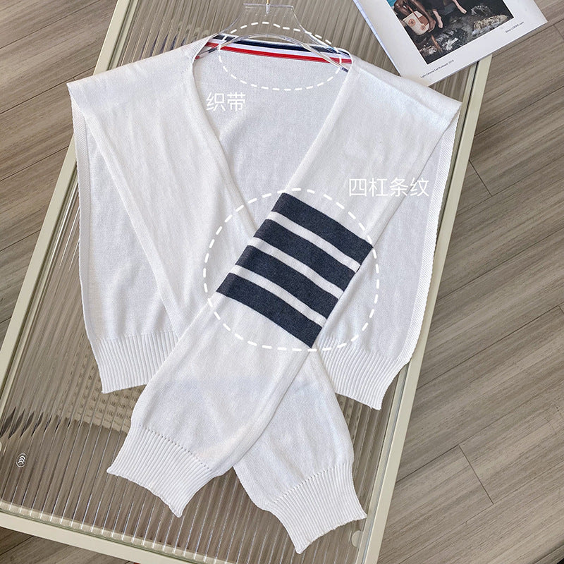 Small knitted knotted thin shawl THOM TREND